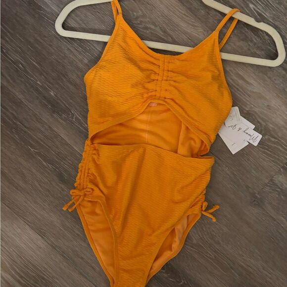 Girls Jessica Simpson Orange Cutout Swimsuit Sz XL 14/16 NWT - Picture 5 of 6